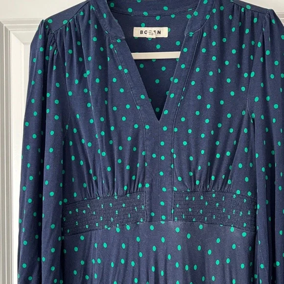 Boden Navy and green Long Sleeve Dress - Picture 3 of 8